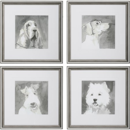 Modern Dogs Framed Prints, S/4