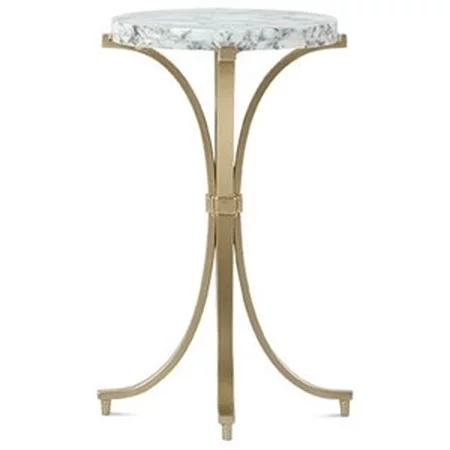 Gold Metal Spot Table with Round Carrara Marble Top