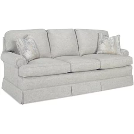 Traditional Sofa with Rolled Arms and Skirted Base