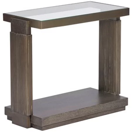 Transitional Wood Side Table with Glass Top