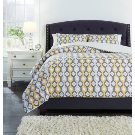 Queen Mato Gray/Yellow/White Comforter Set
