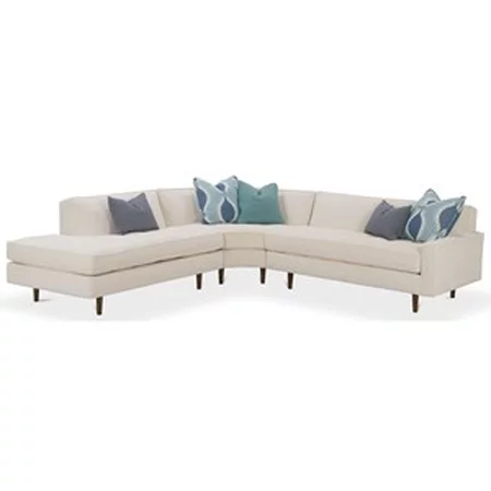 Contemporary 3 Piece Sectional Sofa with Track Arms