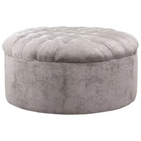 Round Oversized Accent Ottoman with Tufted Top