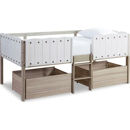 Twin Loft Bed w/ Under Bed Bin Storage
