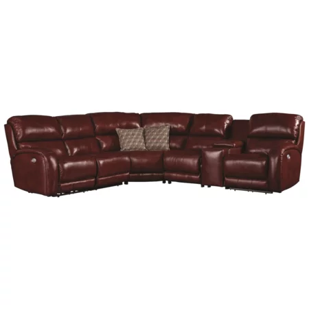 Casual Power Headrest Reclining Sofa with Console and Cup Holders