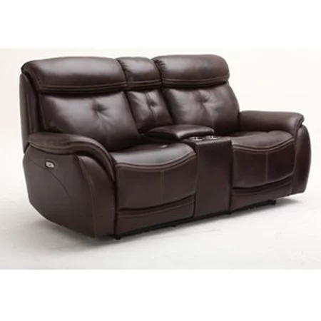 Contemporary Power Headrest Console Loveseat with USB Port