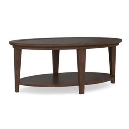 Wood Top Oval Cocktail Table in a Dark Tavern Finish