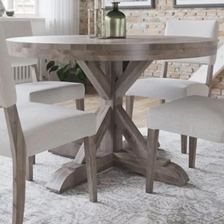 Customizable Round Table with Trestle Base