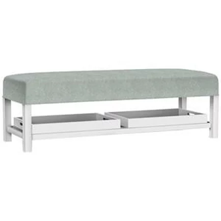 Upholstered Bench with 2 Trays