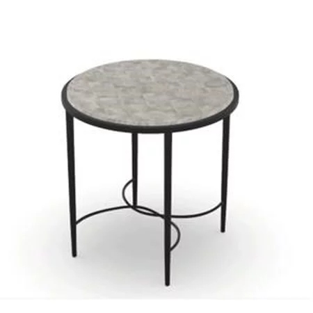 Customizable Sabine Round End Table with Stone Top