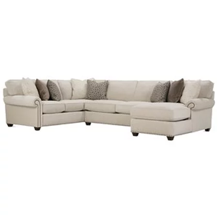 Traditional Three Piece Sectional Sofa with Chaise
