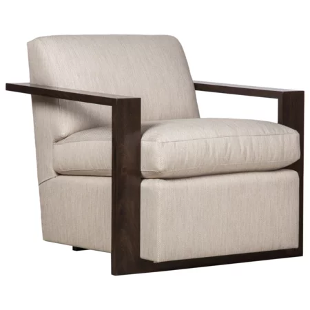 Contemporary Upholstered Chair with Sculptural Wood Arms